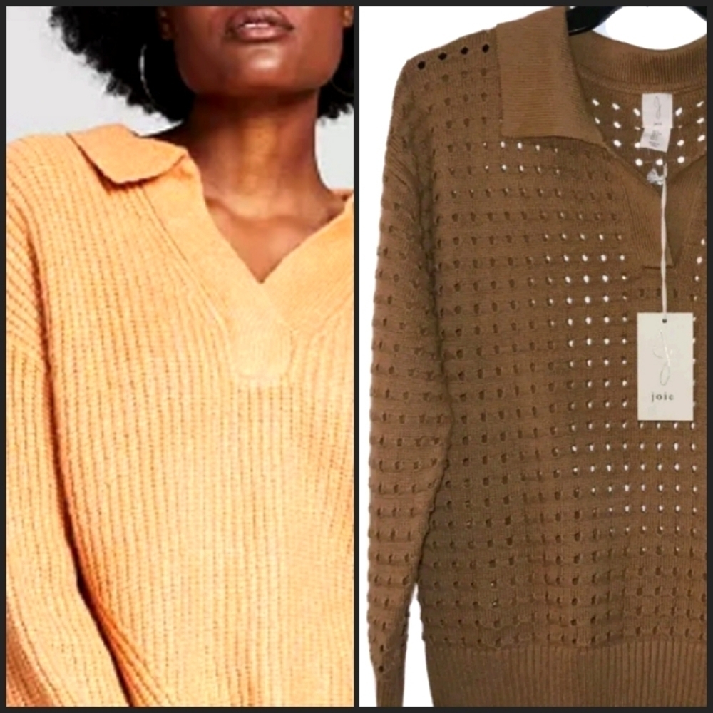 NEW! JOIE Crochet Perforated Mesh Design Pullover Sweater Small.
